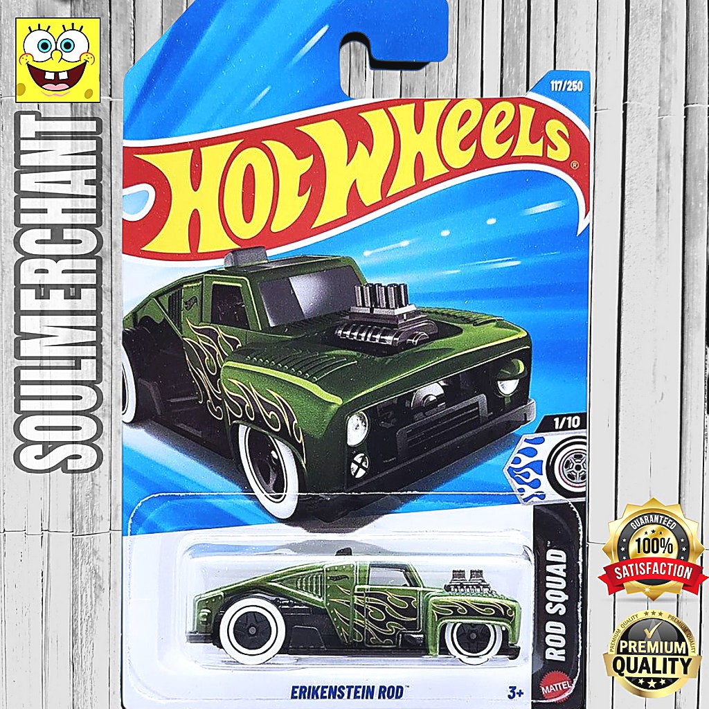 Hot Wheels Erikenstein Rod Hijau Diecast Mobil Hotrod