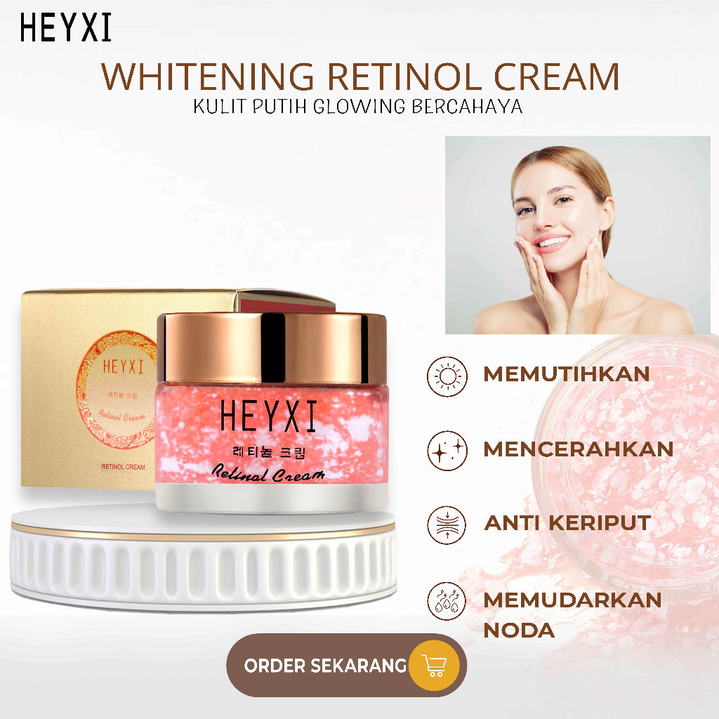 Heyxi Retinol Cream Original BPOM | Cream Wajah Anti Aging Mencerahkan Glowing Halal
