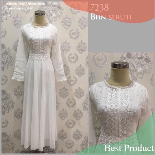 Gamis putih zahira / gamis busui / gamis muslim / gamis sifon / gamis cantikpakaian wanita lainnya