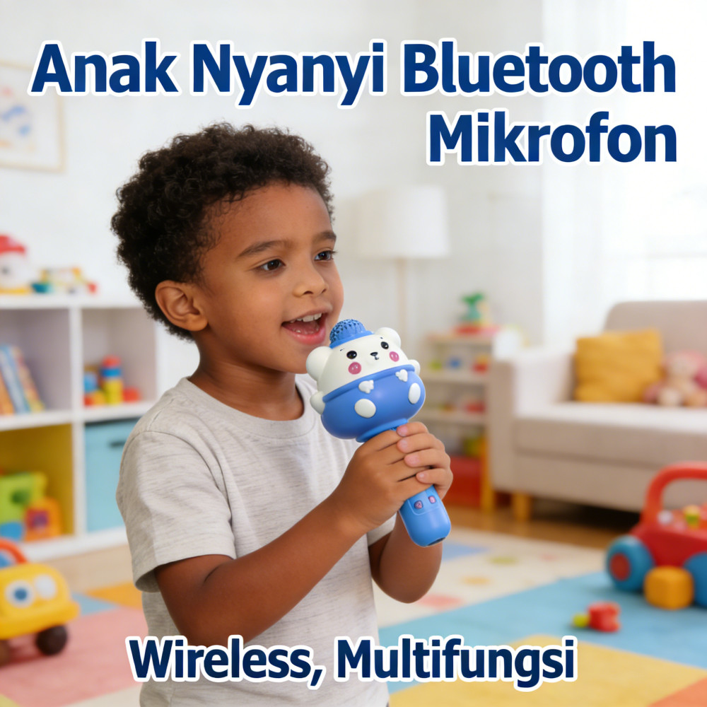 Mikrofon Kartun Nyanyi Mainan Anak-anak Speaker Bluetooth Mikrofon Anak Wireless