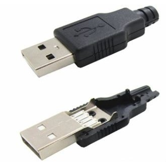 USB 2.0 MALE plug type A COVER black 4p connector [IT]