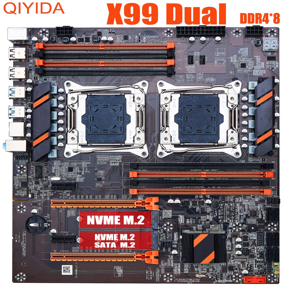 X99 dual CPU motherboard LGA 2011 v3 v4 E-ATX USB3.0 SATA3 with dual Xeon processor motherboard with