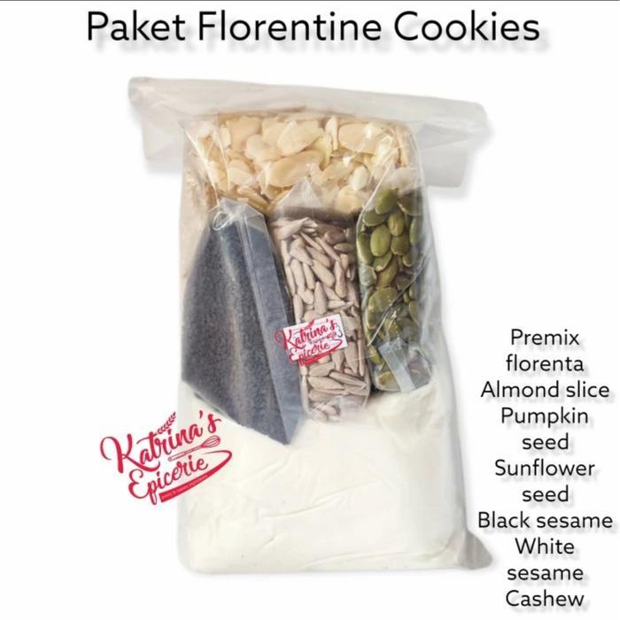 Paket Florentine Cookies Kacang Mede Almond Wijen Kuaci Florenta Mix - tanpa mede, MENTAH