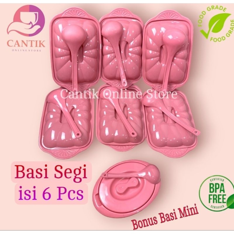Prasmanan Basi segi Set 6 Pcs Free Centong/ Prasmanan Plastik Food Grade BPA Bonus Basi Mini