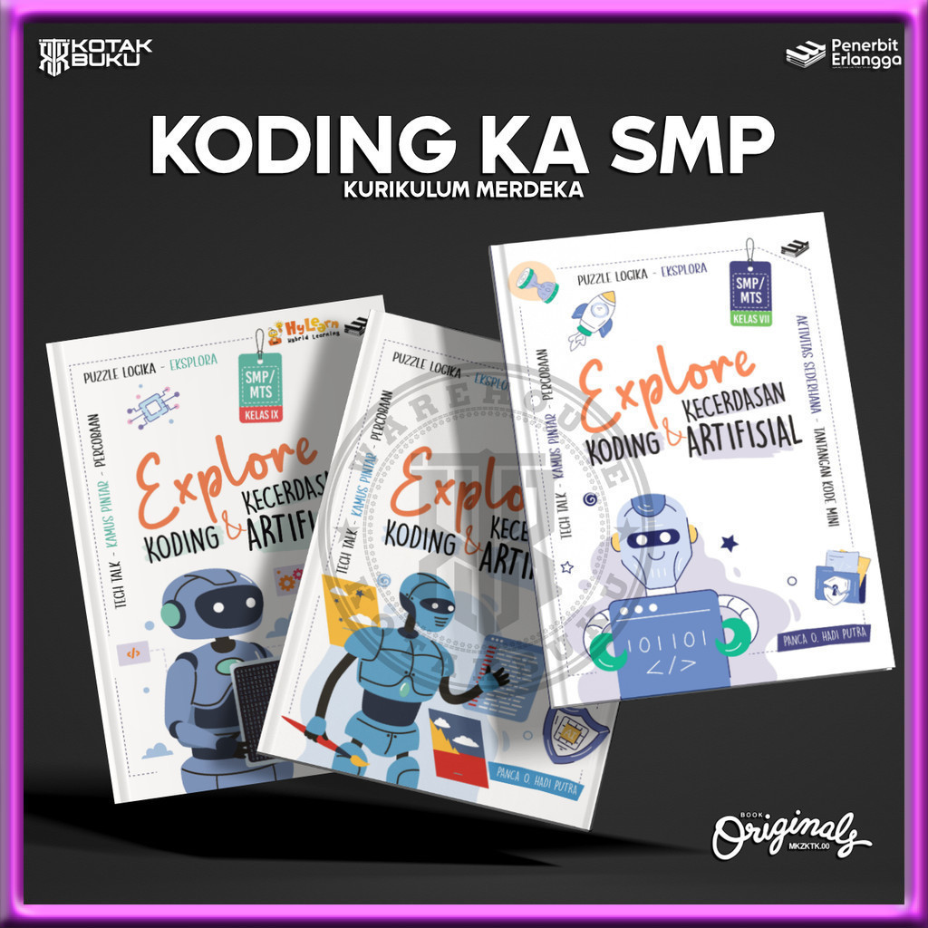 [ Erlangga ] Buku Explore Koding Kecerdasan Artifisial Kelas 7 8 9 SMP / Buku Koding SMP / 2025
