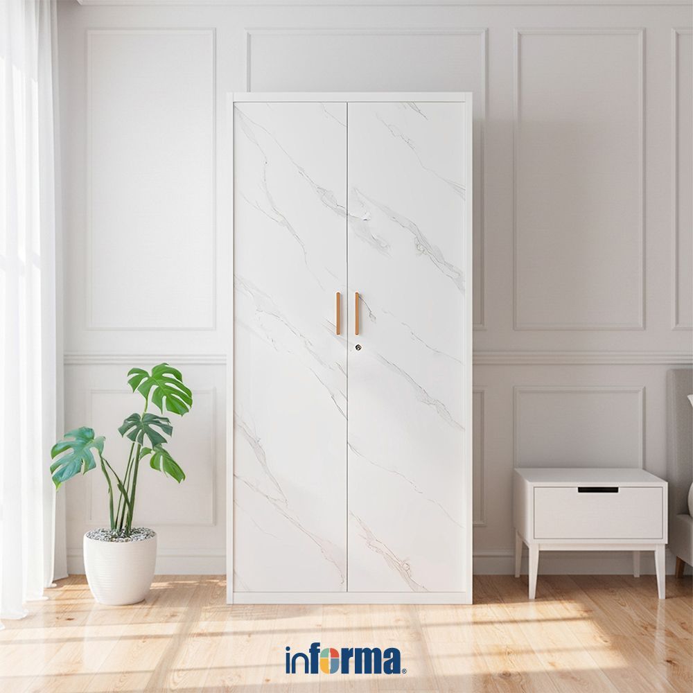 Informa Willa Lemari Pakaian 2 Pintu - Putih Wardrobe Storage Kabinet Tempat Simpan Baju Lemari Aest