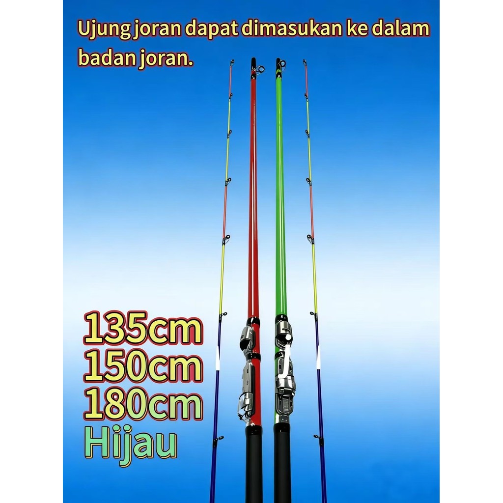 Joran Pancing Kolong 135-180 Joran Tegek Telescopic Rock Fishing Rod Spinning Fiberglass