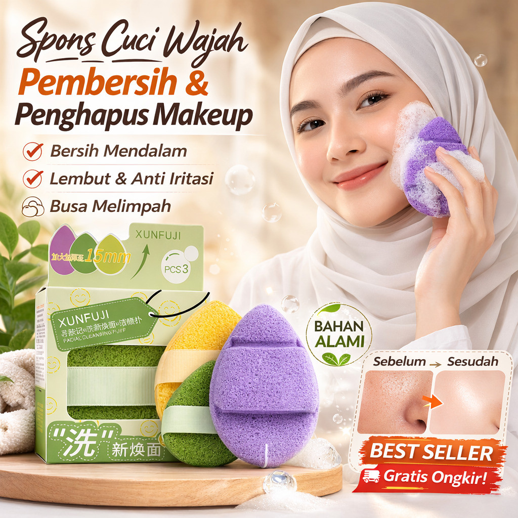 [100% Asli] Aman Dikulit Sensitif Spons Pembersih Masker Tanpa Bilas/Spons Makeup Remover Praktis/po
