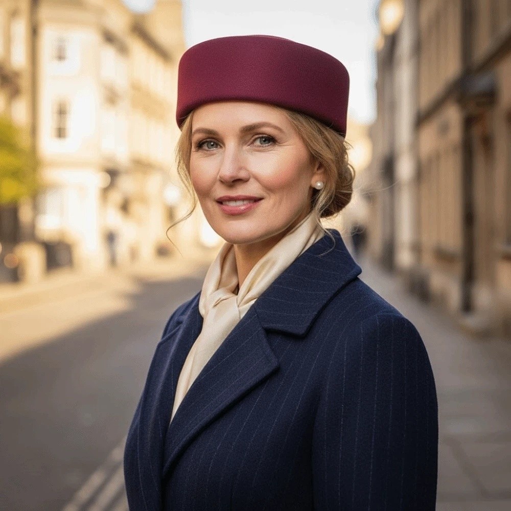 Vintage Looking Pillbox Hat Air Hostess Dome Woolen Top Hat Solid Color Fren Style Formal Hat Perfor