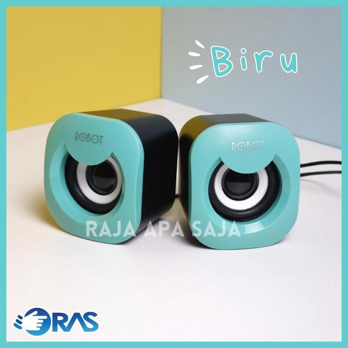 Speaker Robot RS180 Full Bass Stereo RGB USB Spiker Speker Laptop PC Komputer - Biru