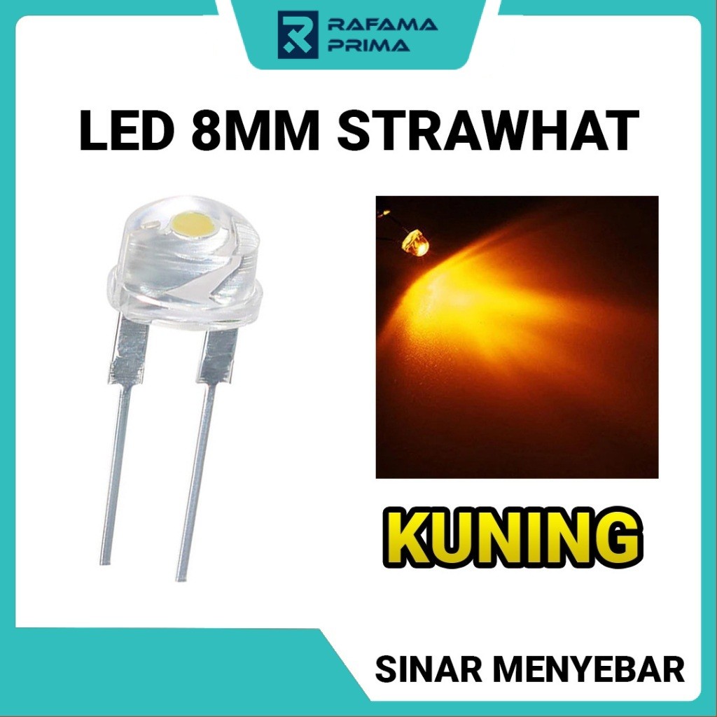 LED Strawhat 8mm Body Clear | Lampu LED Topi - Warna Kuning