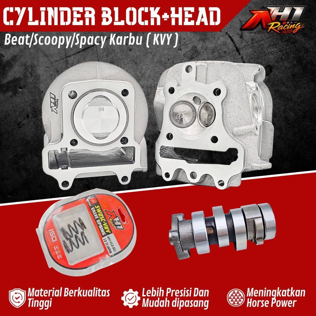 AH1 PAKET BLOK HEAD & SEHER BORE UP KVY PISTON 54.5MM - KLEP 24/28MM PNP BEAT SCOOPY SPACY KARBU - F