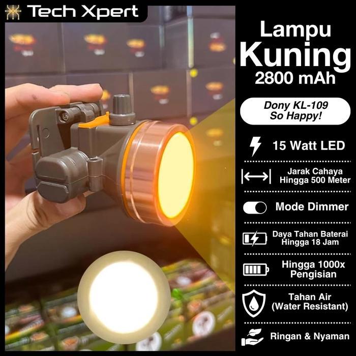 SENTER KEPALA LED DONY 15 WATT KL-109 "SO HAPPY"  TOMBOL DIMMER RINGAN & KUAT OUTDOOR (MINI KECIL) -