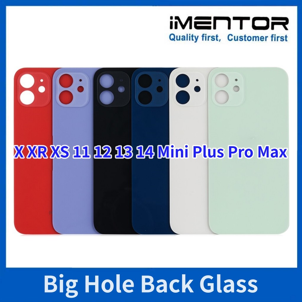 1 Piece Replacement Big Hole Back Glass For iPhone X XR XS 11 12 13 14 Mini Plus Pro Max Housing Rea