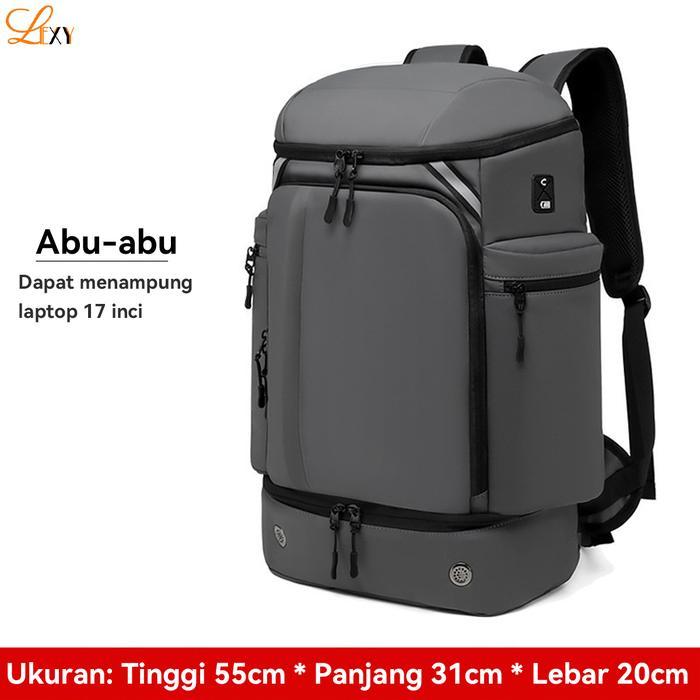LEXY Tas Traveling Pria Kapasitas Besar Ransel Multifungsi Tahan Air Dengan Kompartemen Sepatu 45L -