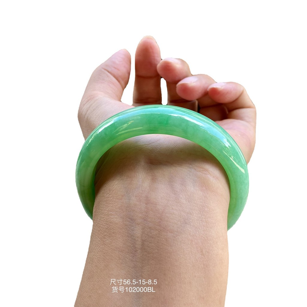 Gelang Giok Burma Yushiyan Gelang Giok Hijau Pekat Versi Lebar Permukaan Halus Gelang Giok Lingkaran