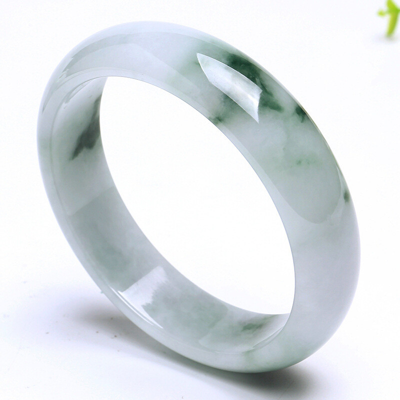 Gelang giok bunga terapung Myanmar giok es-lilin gelang giok wanita gelang bulat giok dengan dasar p