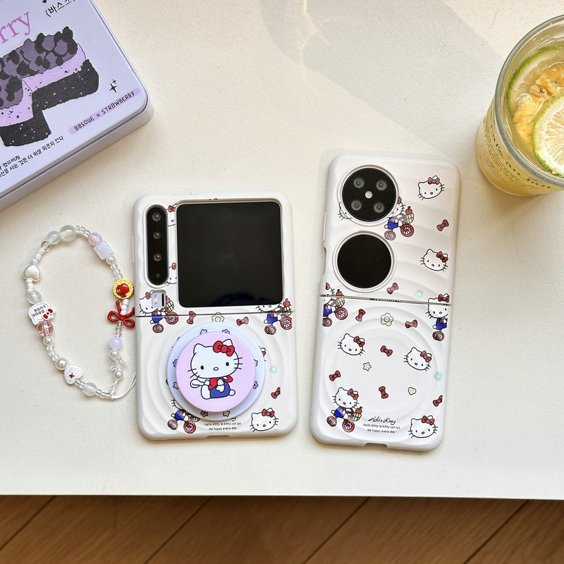 Casing ponsel lipat untuk Huawei Pura X Desain Boyang Bersepeda KT Braket Magnetik Gelang casing pon