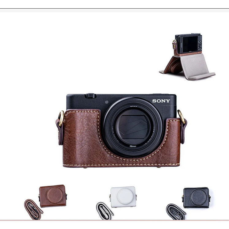 Tas Kamera Setengah Casing Kulit PU Portabel Untuk Sony ZV1 ZV1F ZV-1F ZV1M2 Casing Pelindung dengan