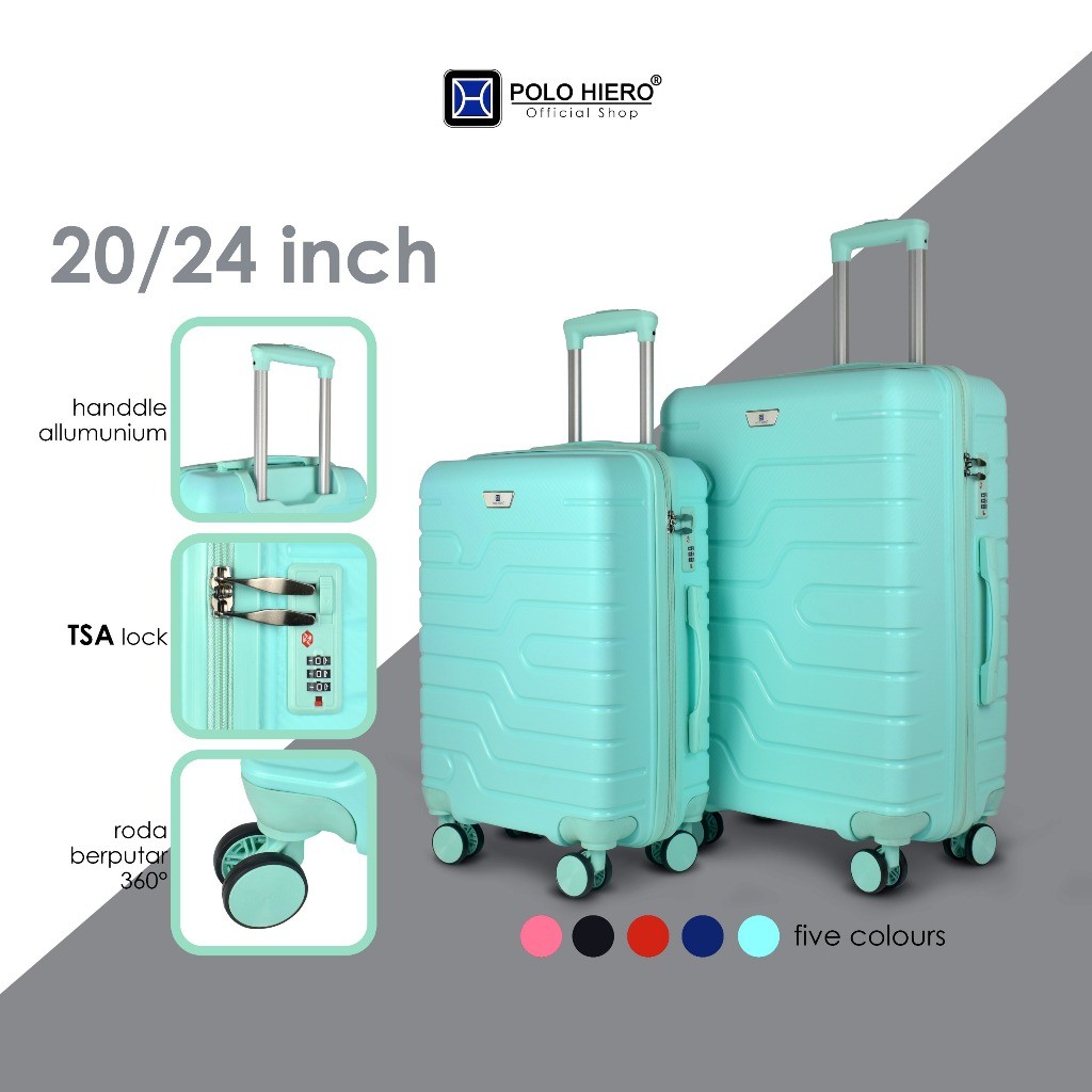 Ransel Importir-Koper Polo Hiero 1907 20 & 24 Inch - Koper Bahan Polypropylene TSA Lock Roda 360 - L