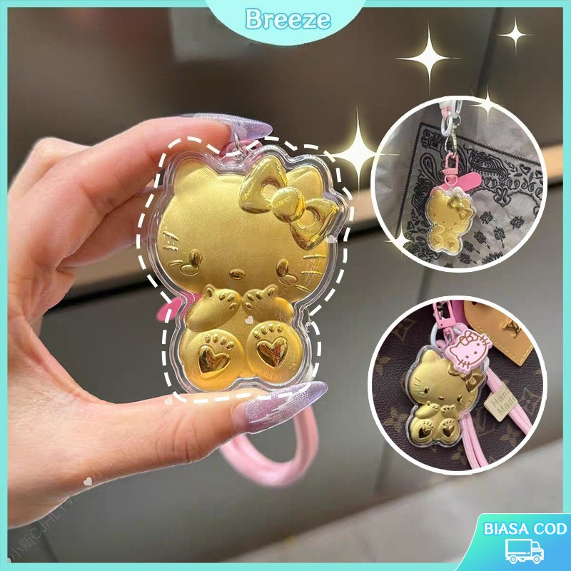 Gantungan Kunci Hello Kitty Imitasi Emas Liontin Tas Gantungan HP Rantai Ponsel Tali Anyam Lucu Hadi