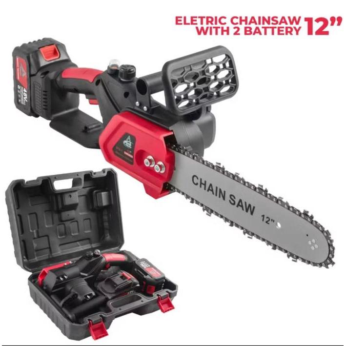 Mesin saja Tanpa Batere Tanpa Aksesoris Tanpa Bar Chainsaw Cordless 12inch / Gergaji Rantai Elektrik