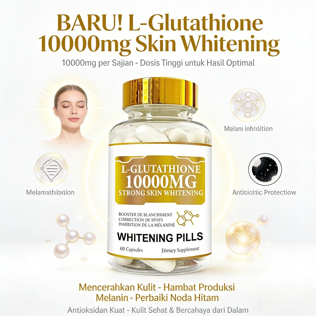L-Glutathione 10000mg Skin Whitening Pencerah Kulit Penghambat Melanin 60 Kapsul LY32863