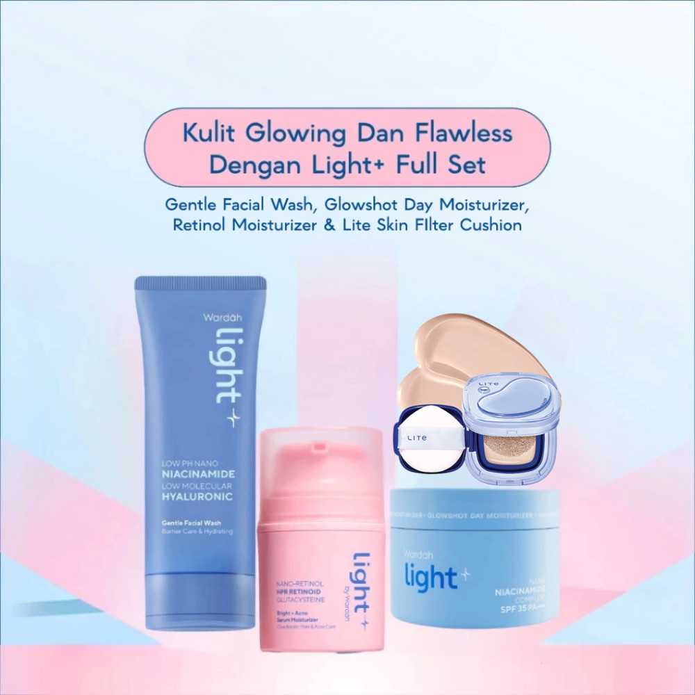 Wardah Light+ Paket Lengkap All-In-1 Flawless Healthy Skin [Lite Skin Filter Cushion + Gentle Facial