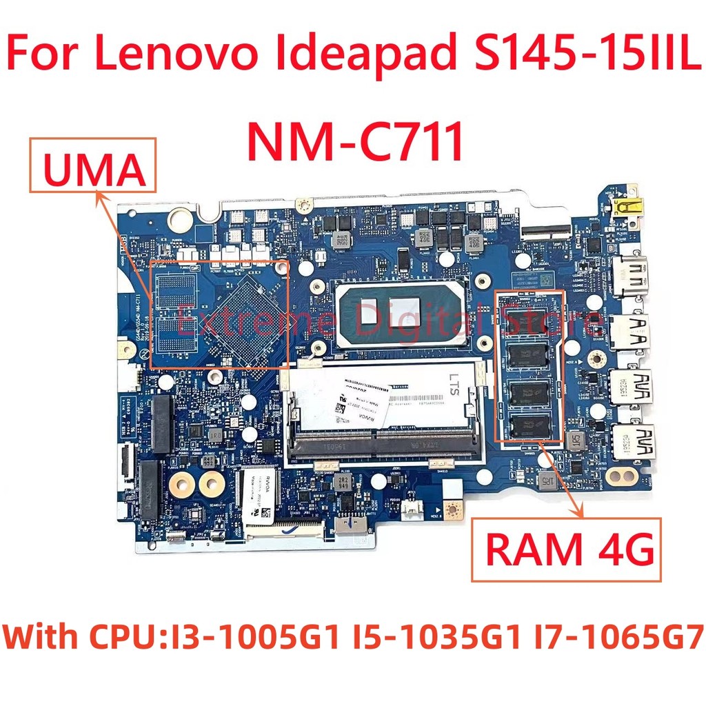 NM-C711 For Lenovo IdeaPad S145-15IIL Laptop motherboard with CPU I3-1005G1 I5-1035G1 I7-1065G7 RAM 