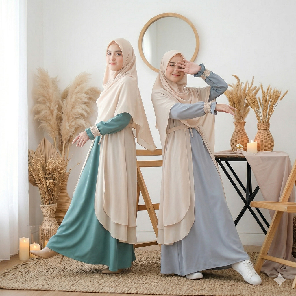 Gamis Auter Outer Busui Remaja Kekinian Fashion Muslim Rompi Modern Terbaru Elegant Wanita Casual