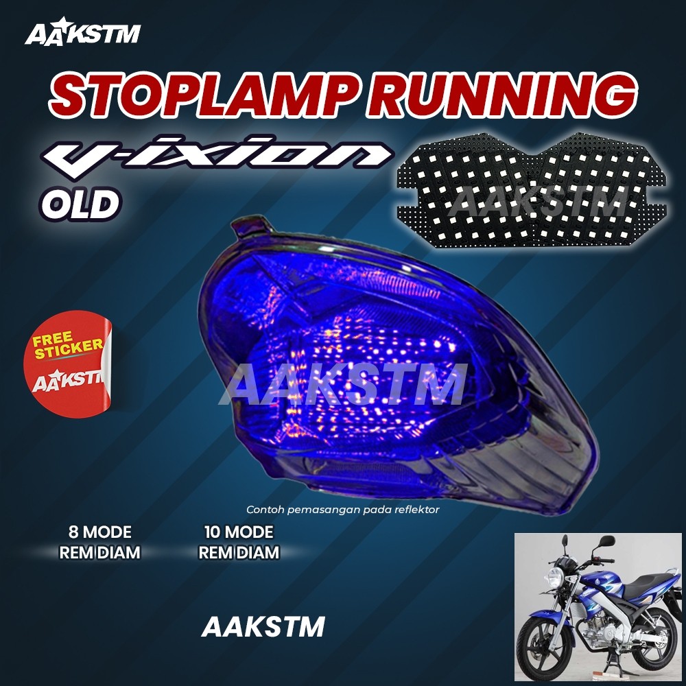 KATLENSHOP STOPLAMP RUNNING VIXION OLD LAMPU REM LED 8 & 10 MODE VARIASI MOTOR AA KASTEM