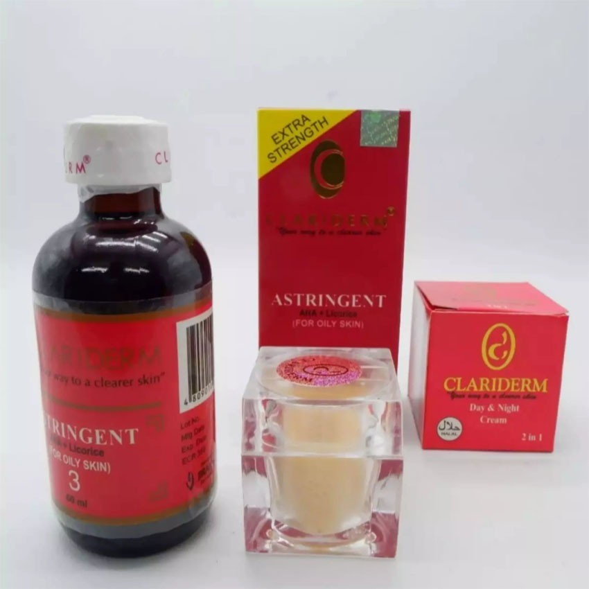 Paket Clariderm Astringent No 3 Plus Cream Super Clariderm