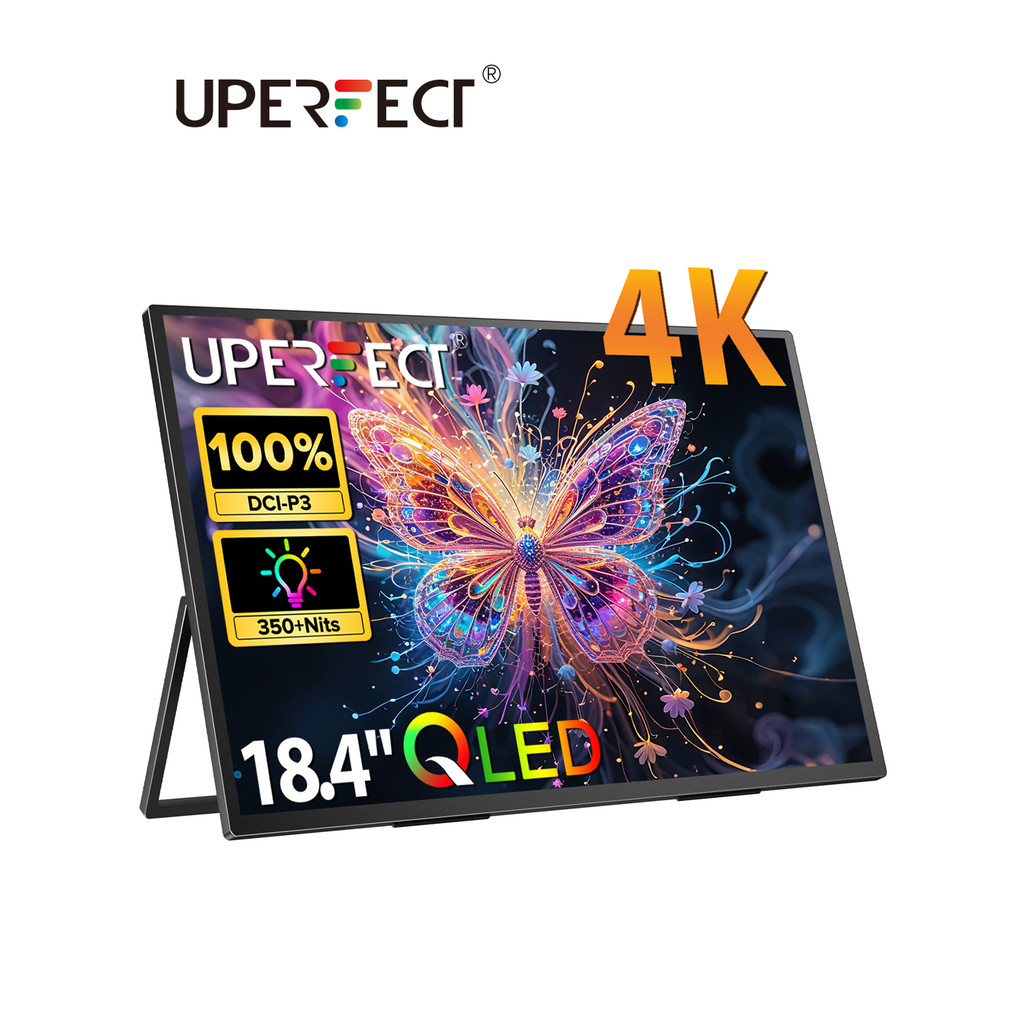 UPERFECT QLED 18.4" 4K UHD Laptop Monitor w/ HDMI USB C 3.1 For XBOX PS5 Ultrawide Game View splay P