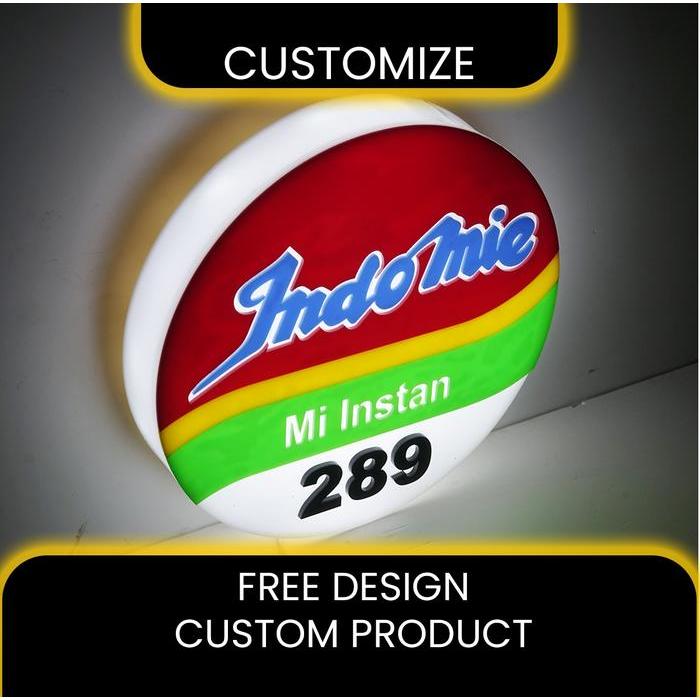 Emboss Minimalis Sign Box I Neon Box Round Huruf Timbul Design Custom