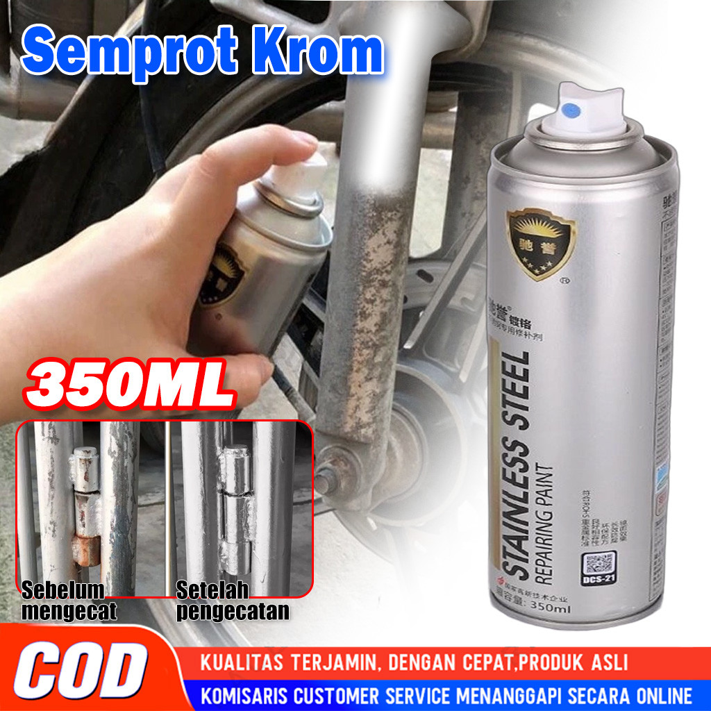 Cat semprot chrome sapporo 350ml cat chrome stainless anti karat tahan panas knalpot motor mobil leh