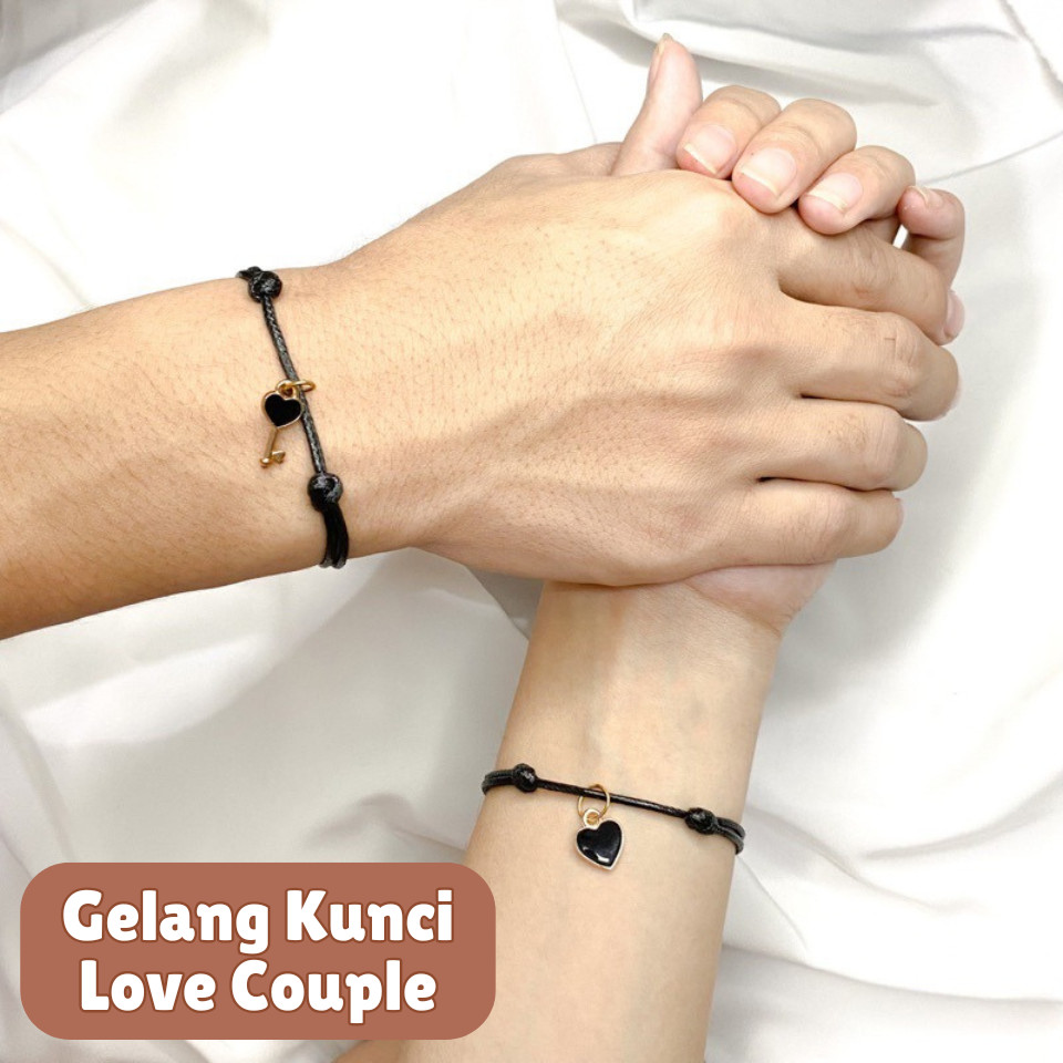 G5276 (2PCS) Gelang Kunci Love Couple / Gelang Couple Liontin Gembok Love Kunci Tali Korea / Gelang 