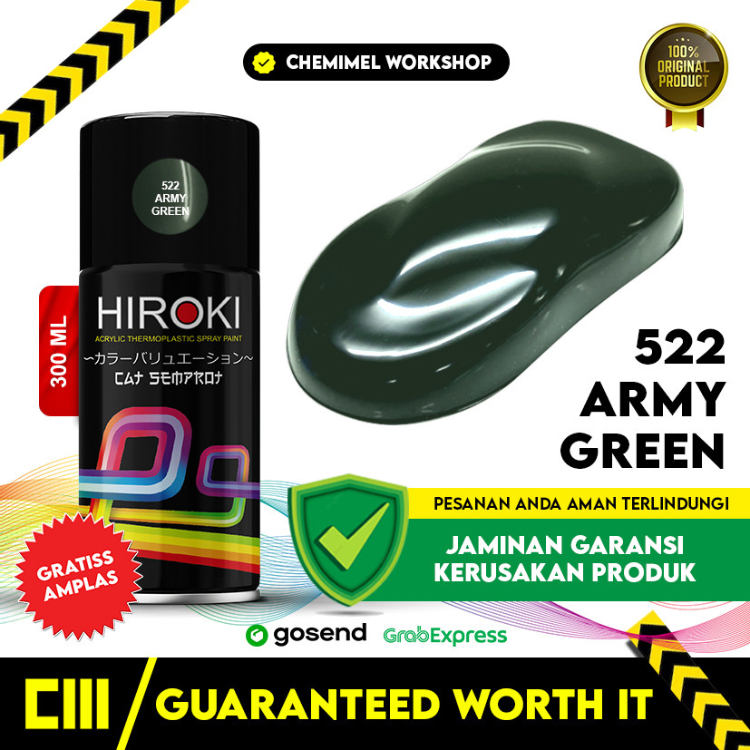 Cat Semprot Hiroki Hijau Army Green Pilok Motor Army Green 522 COOL