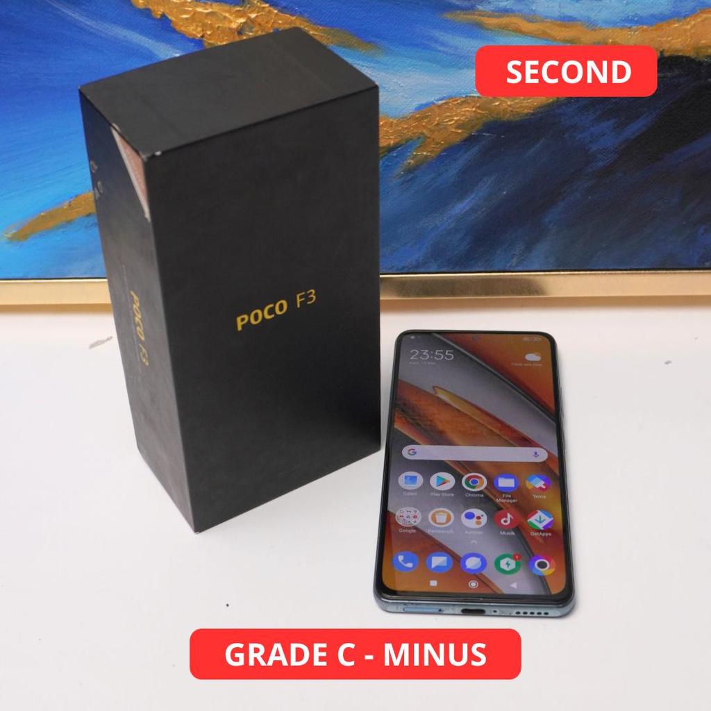 XIAOMI POCOPHONE F3 6/128 GB GRADE C - MINUS HP SECOND ORIGINAL SINAR MUTIARA CELL