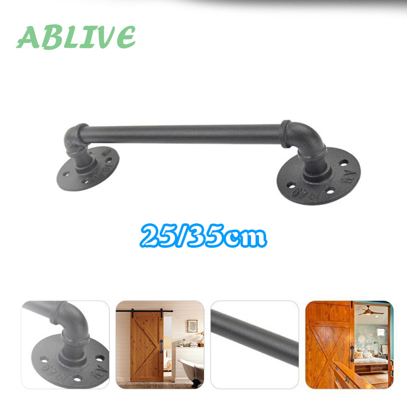 Handle Pintu Industrial Pipa Hitam 25/35cm Handle Gagang Pintu Pipa Pegangan Tarik Pintu Geser Gudan