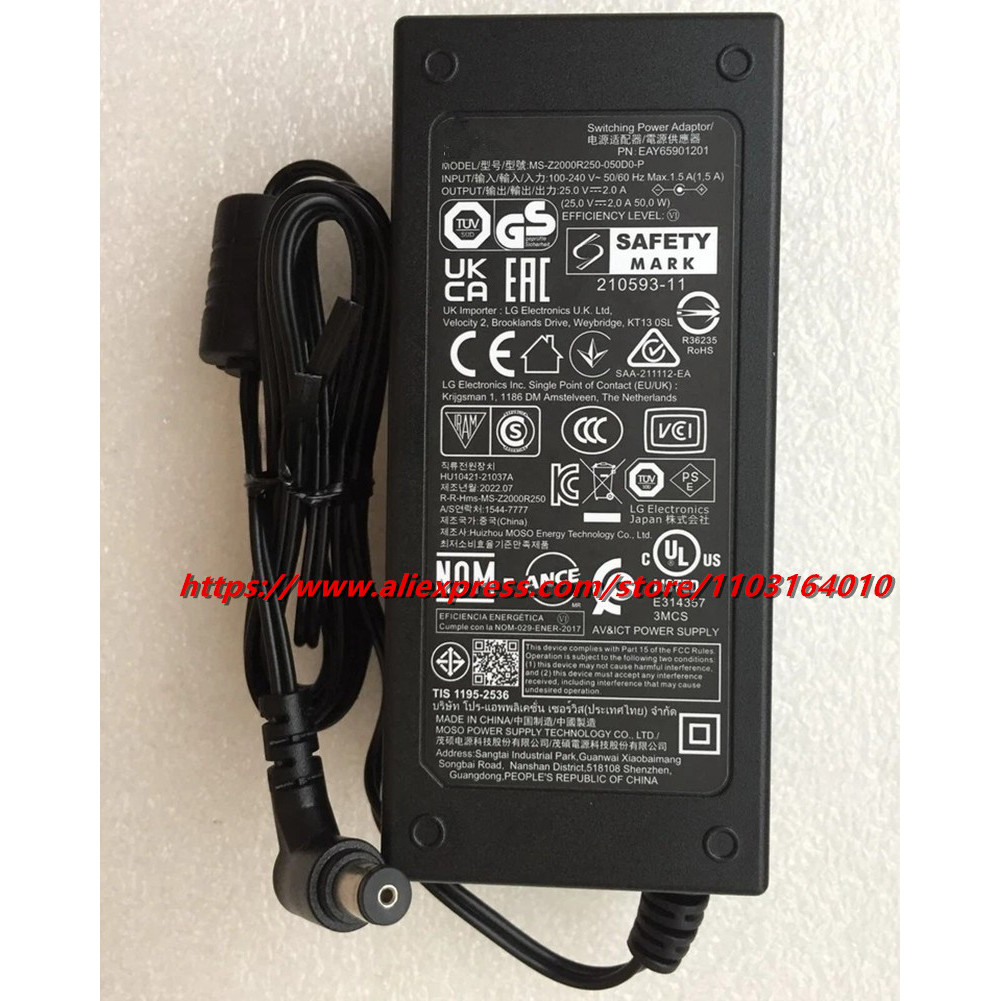 Original MSZ2000R250050D0P 25V 2A AC Adapter EAY65901201 Charger for LG SK8 SH4 SH5 SK7C SJ4 SJ5 SK5