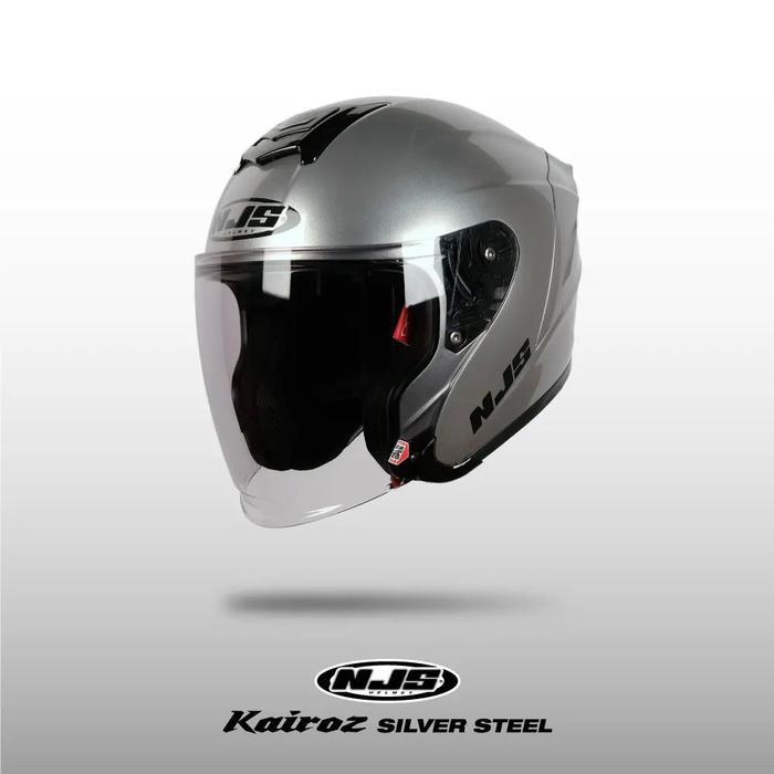 tehstore34 NJS KAIROZ SILVER STEEL - Helm Half Face | Kairoz | Kairoz V1 |  Kairoz Polos | Kairoz OR
