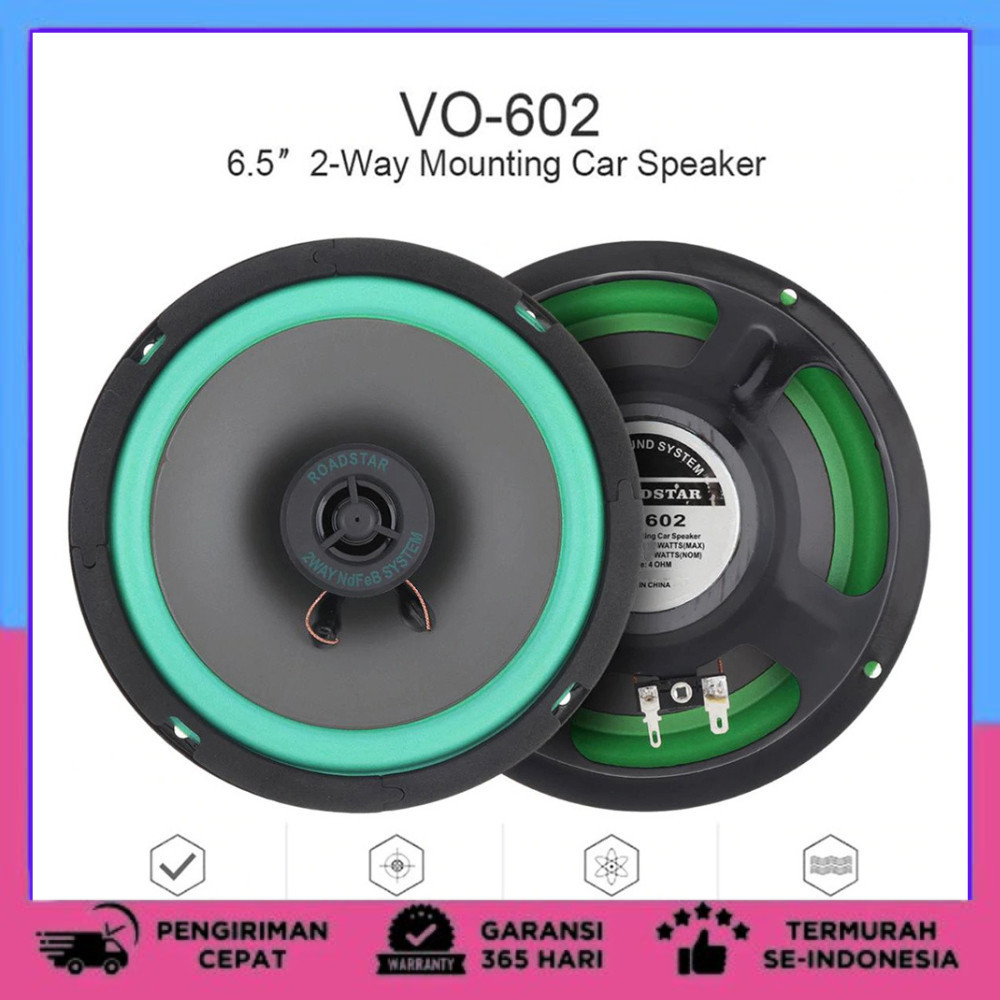 Speaker Subwoofer Mobil HiFi 6.5 Inch 200W 1 PCS - VO-602 - Green ROADSTAR speaker amplifer mobil te
