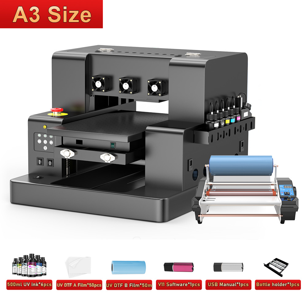 A3 UV Printer XP600 UV Flatbed Printing Machine A3 UV DTF Printer For Pen Bottle Wood UV Flatbed Pri