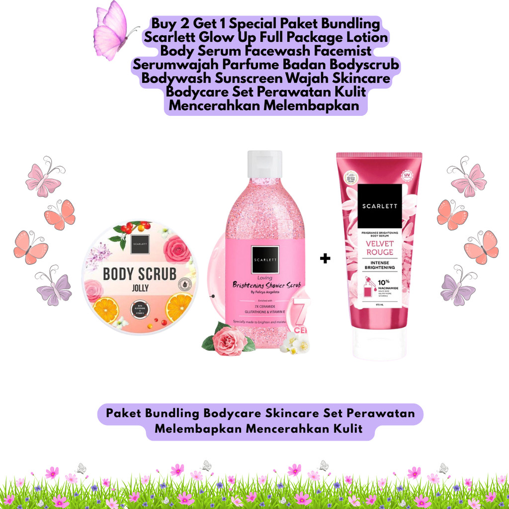 Nolana Buy 2 Get 1 Special Paket Bundling Scarlett Glow Up Full Package Lotion Body Serum Facewash F
