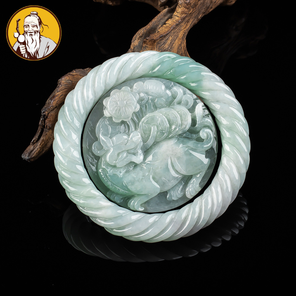 Dengan Sertifikat：Natural Giok, gelang ibu, satu set liontin giok Pixiu, liontin giok berukir untuk 