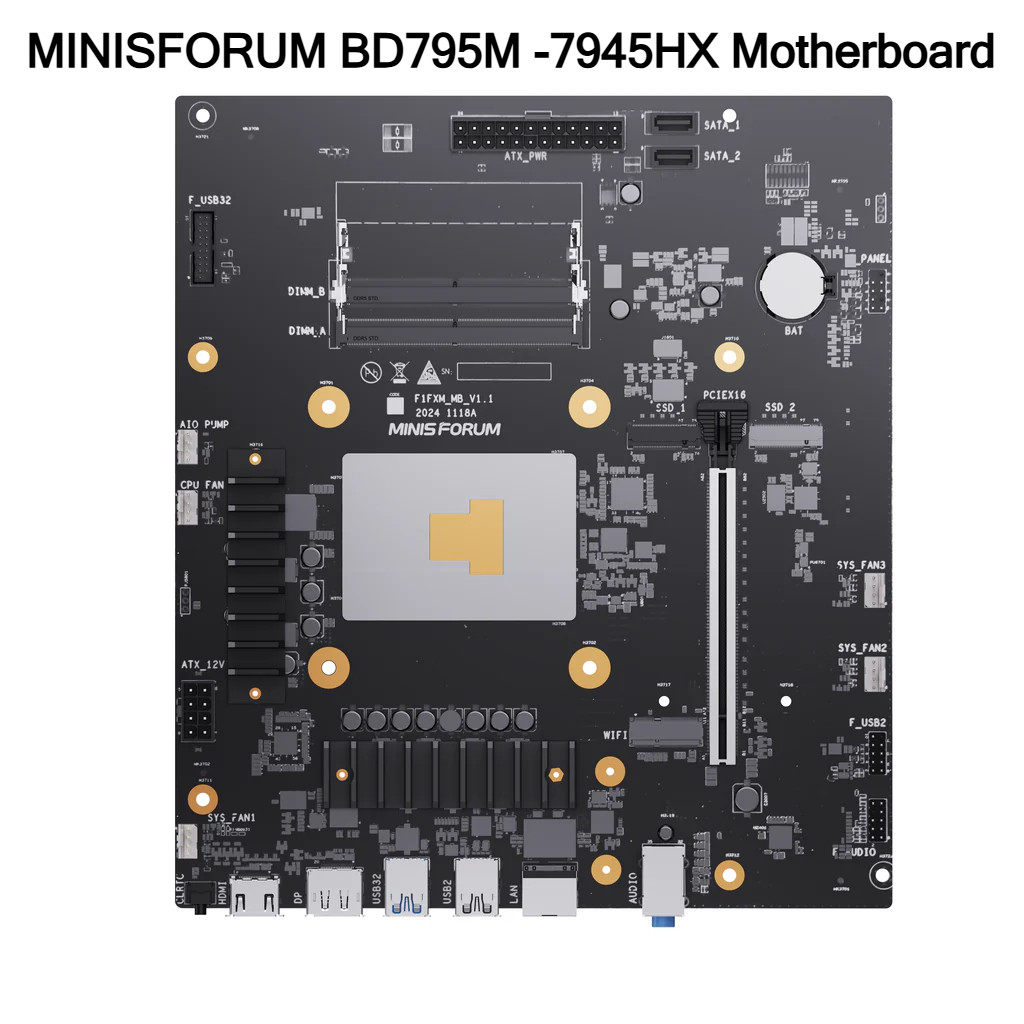 MINISFORUM BD795M 7945HX Motherboard Desktop Host Gaming Motherboard AMD Ryzen 9 7945HX MATX Form Fa
