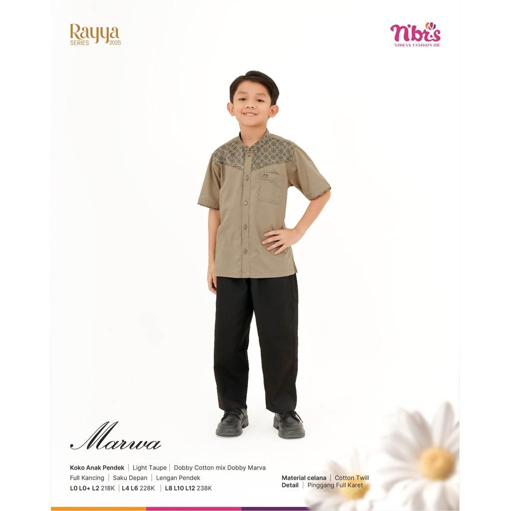 NBRS Marwa Koko Anak Laki Laki Baju Muslim Anak Cowok Lengan Pendek Panjang Nibras