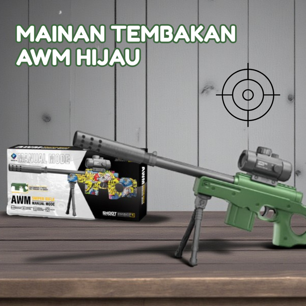 QATOVA Mainan Pistolan Anak AWM Peluru Lunak Mainan Tembak-Tembakan Luar Ruangan
