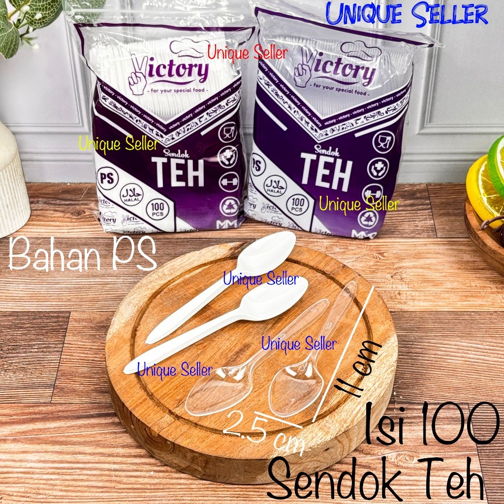 Sendok Teh Plastik Putih Bening Victory isi 100 / Sendok Puding Agar Teh Tea Kopi Jelly Plastik