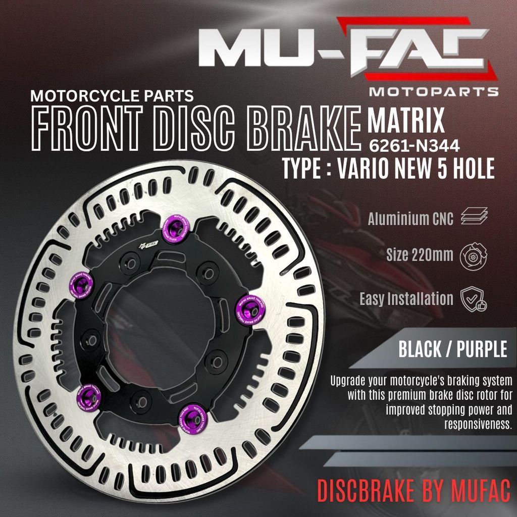 Disc Brake Matrix MUFAC Cakram Depan Vario 150 N344 Lubang 5 Ukuran 220mm